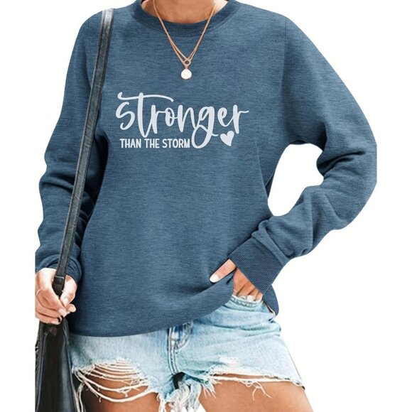 Sweaters - Women Long Sleeve Cotton Blend Inspirational Christian Quote Sweatshirt